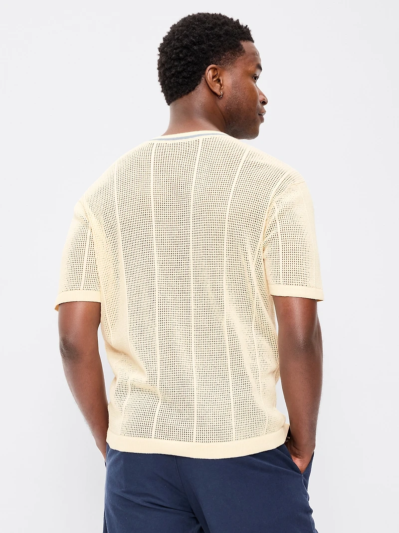 Relaxed Mesh-Knit T-Shirt