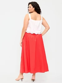 Twill Smocked-Waist Maxi Skirt