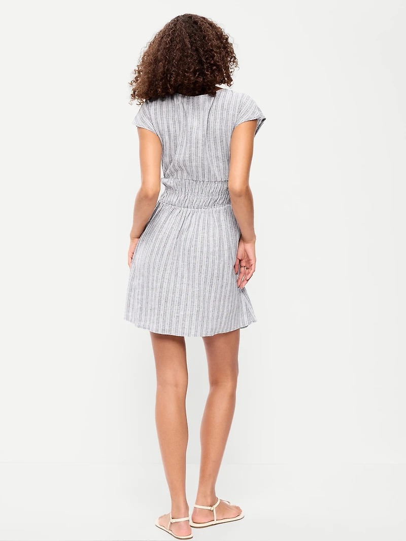 Smocked-Bodice Fit & Flare Mini Dress