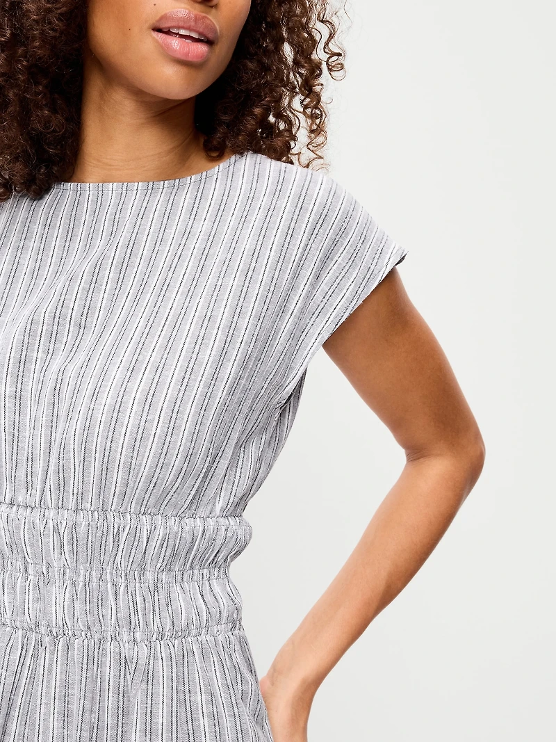 Smocked-Bodice Fit & Flare Mini Dress
