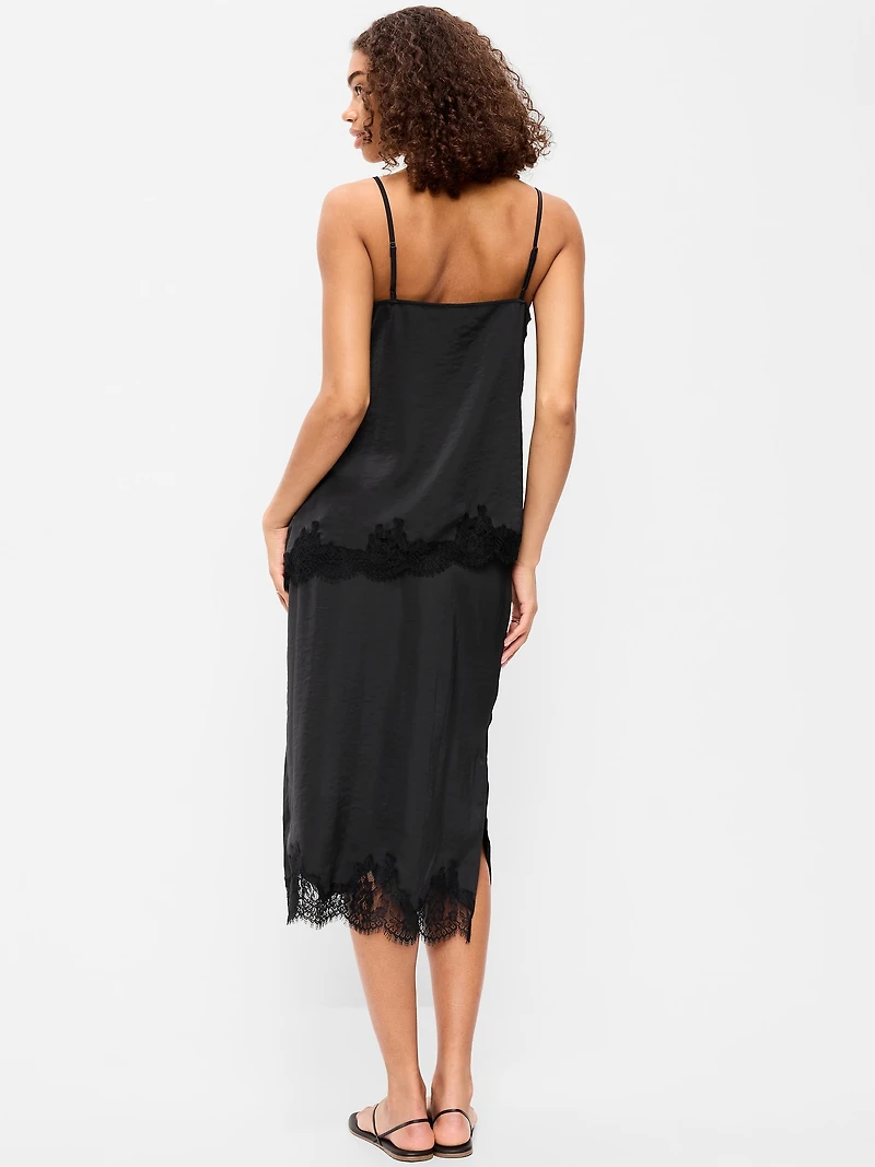 Lace Slip Midi Skirt