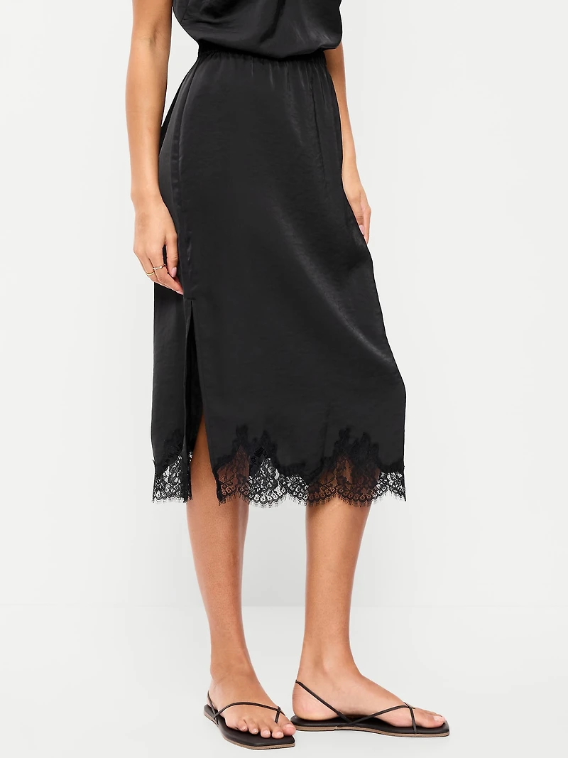 Lace Slip Midi Skirt