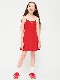 Fitted Sleeveless Ribbed Swing Dress for Girls