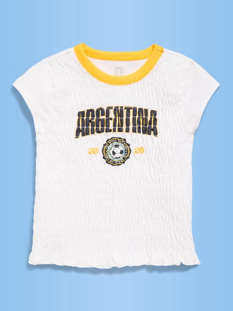 FIFA World Cup 26™ Argentina Smocked Graphic T-Shirt for Girls