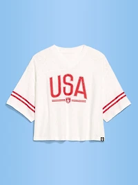 FIFA World Cup 26™ USA Boxy Lace V-Neck T-Shirt for Women