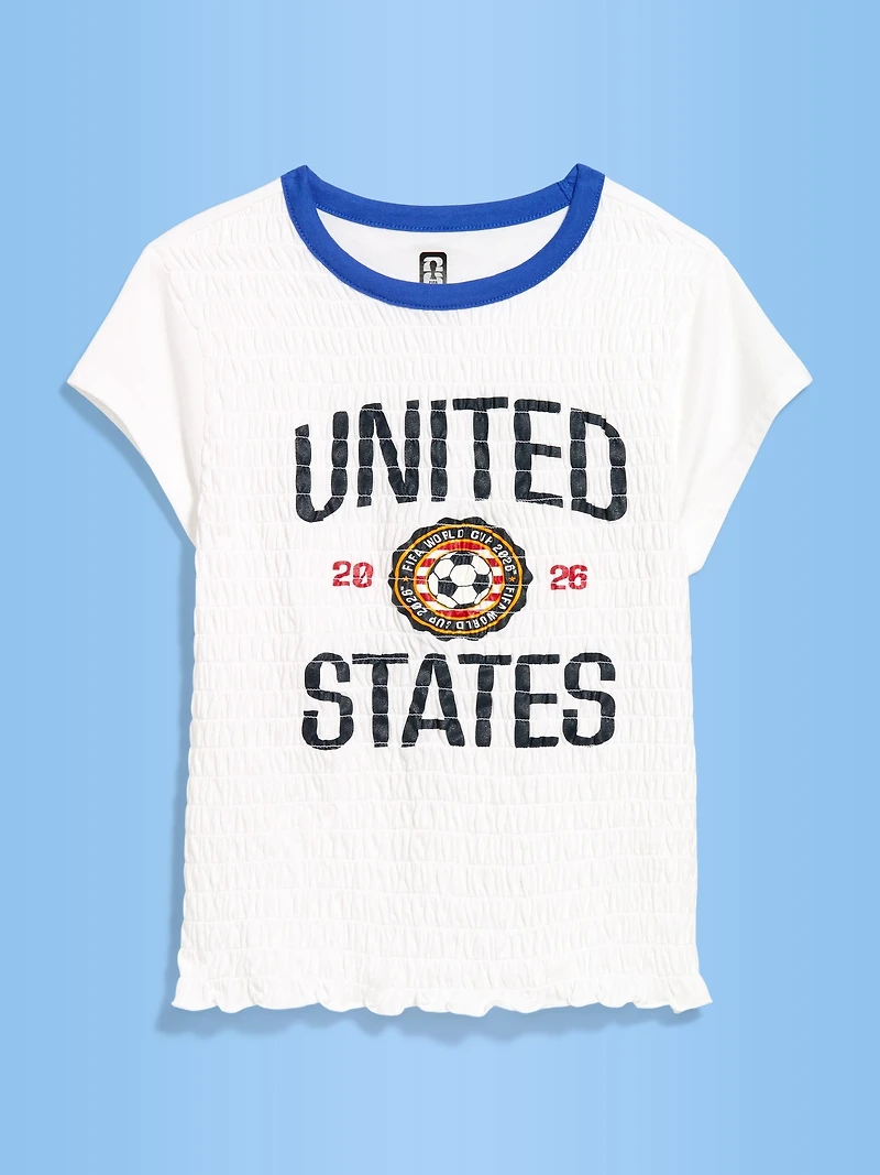 FIFA World Cup 26™ USA Smocked Graphic T-Shirt for Women