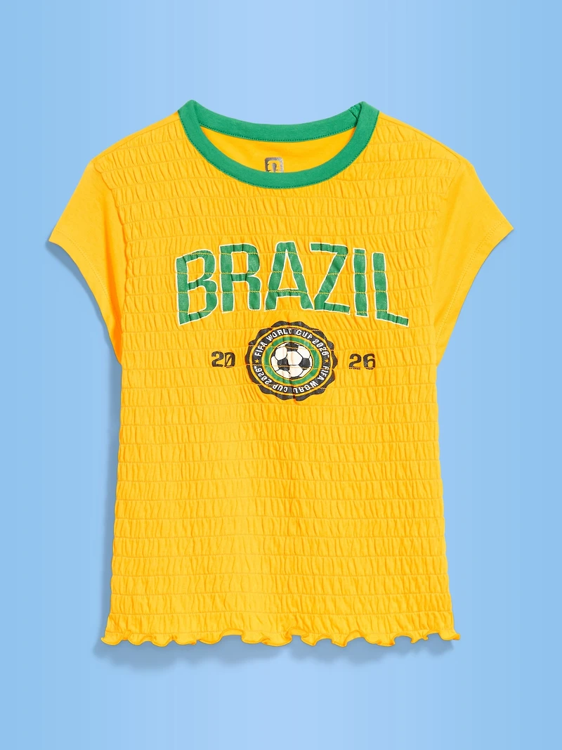 FIFA World Cup 26™ Brazil Smocked Graphic T-Shirt for Women