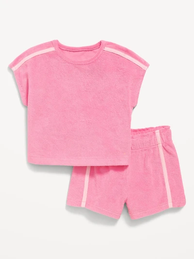 Short-Sleeve Terry Top and Shorts Set for Toddler Girls