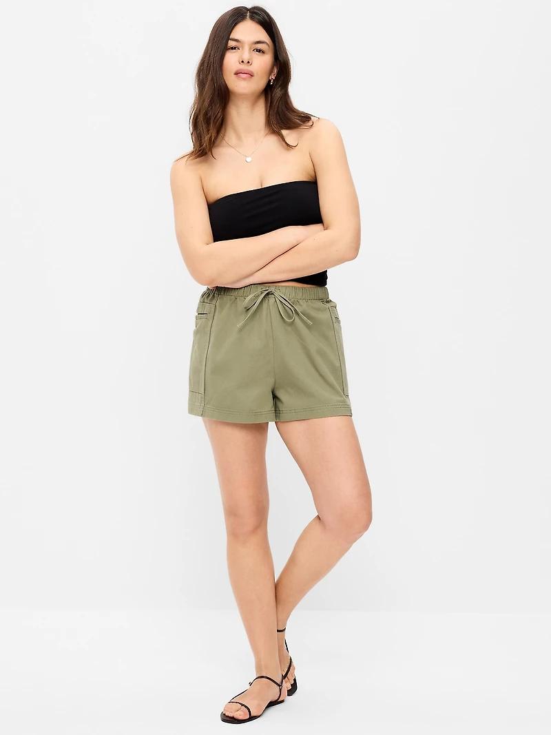 High-Waisted Pull-On Utility Shorts