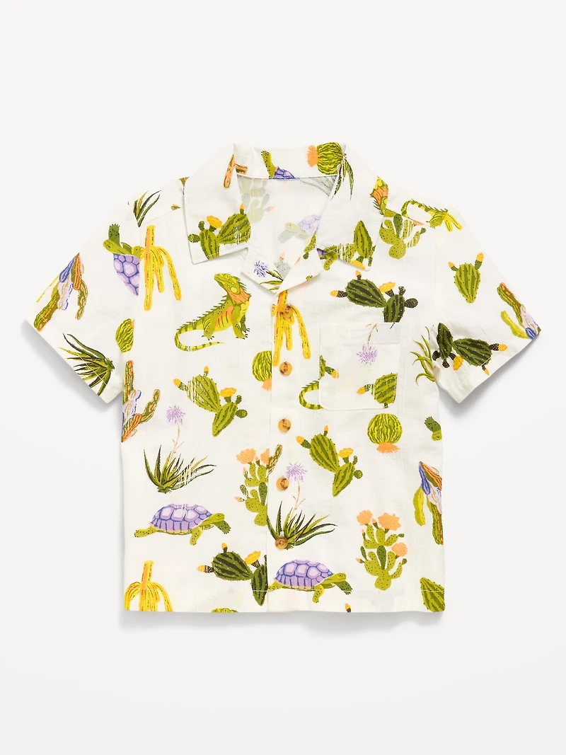 Printed Crinkle Pocket Shirt for Toddler Boys