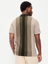Short-Sleeve Striped Camp Sweater Shirt