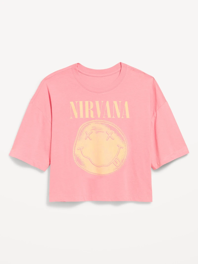 Nirvana™ Crew-Neck Oversized Crop T-Shirt