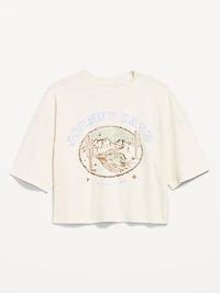 Crew-Neck Oversized Crop Graphic T-Shirt