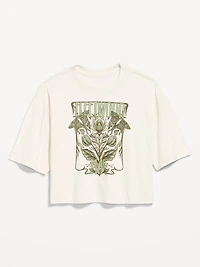 Crew-Neck Oversized Crop Graphic T-Shirt