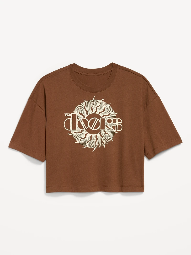 Crew-Neck Oversized Crop Graphic T-Shirt