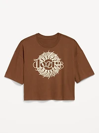 Crew-Neck Oversized Crop Graphic T-Shirt
