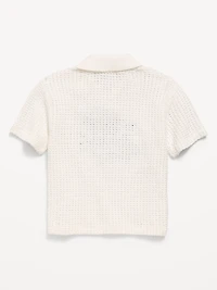 Oversized Collared Graphic Sweater for Toddler Boys