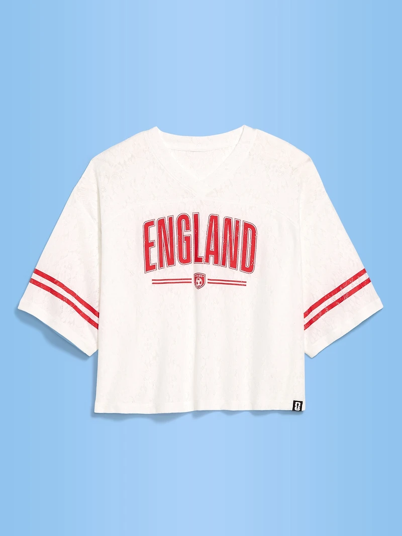 FIFA World Cup 26™ England Boxy Lace V-Neck T-Shirt for Women