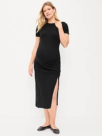 Maternity Short-Sleeve Ruched Dress