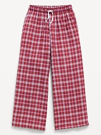 Pull-On Wide-Leg Flannel Plaid Pants for Girls