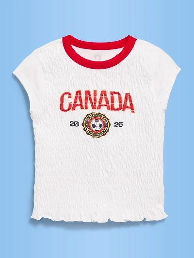 FIFA World Cup 26™ Canada Smocked Graphic T-Shirt for Girls