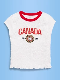 FIFA World Cup 26™ Canada Smocked Graphic T-Shirt for Girls