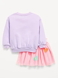 Embroidered Sweatshirt & Tutu Skirt Set for Toddler Girls