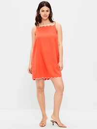 Scalloped-Edge Apron-Neck Mini Shift Dress