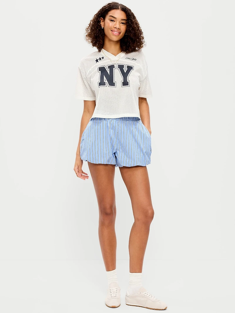 Poplin Bubble Hem Shorts