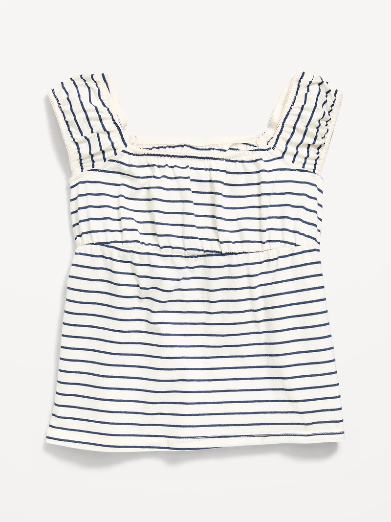 Printed Short-Sleeve Scallop-Trim Top for Girls