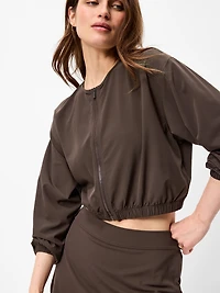 Zip-Front Cropped Tennis Jacket