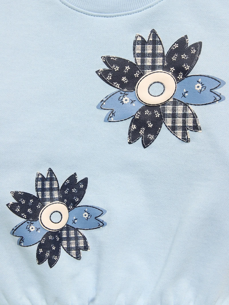 Long-Sleeve Graphic Lettuce-Edge Sweatshirt for Toddler Girls