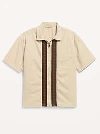 Loose Full-Zip Twill Workwear Shirt