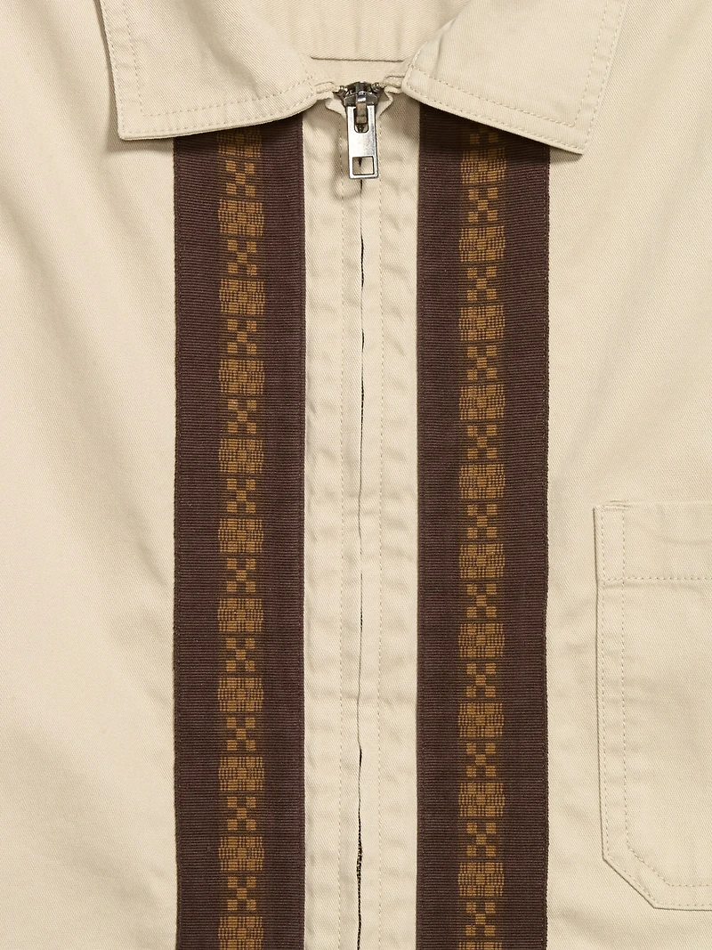 Loose Full-Zip Twill Workwear Shirt