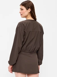 Zip-Front Cropped Tennis Jacket