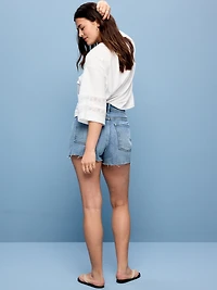 Extra High-Waisted Denim Micro Short