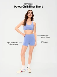 High-Waisted PowerChill Side-Stripe Biker Shorts - 5-inch inseam