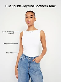 Hug Double-Layer Boat-Neck Top