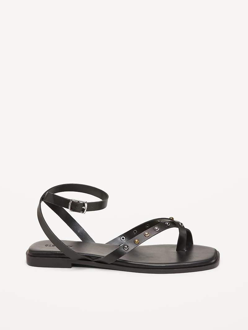 Studded Toe-Strap Sandals
