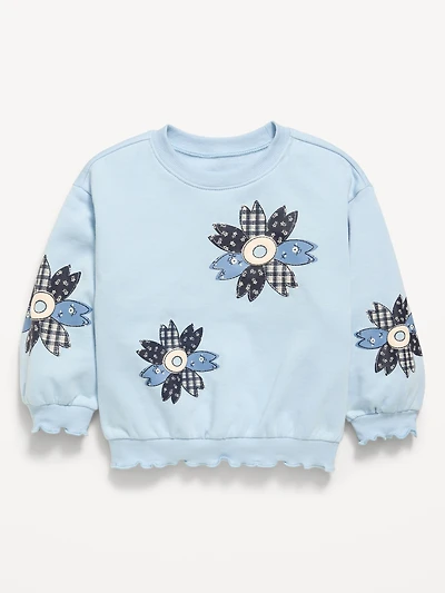 Long-Sleeve Graphic Lettuce-Edge Sweatshirt for Toddler Girls