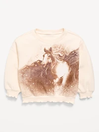 Long-Sleeve Graphic Lettuce-Edge Sweatshirt for Toddler Girls