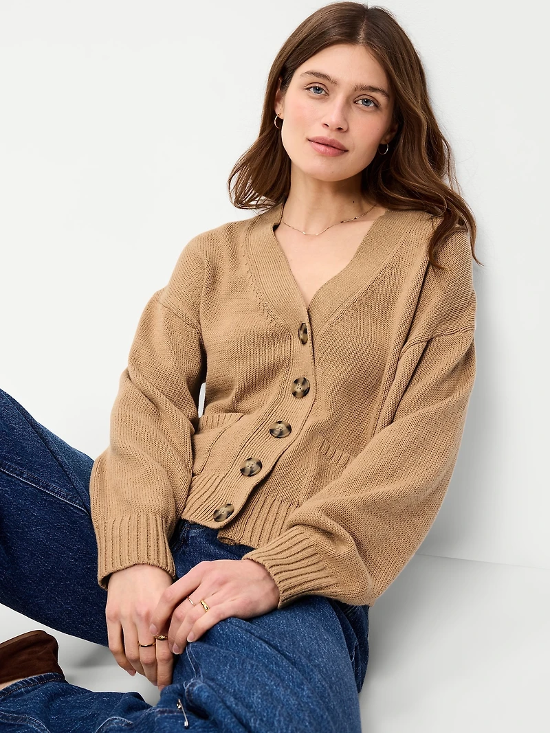 Relaxed V-Neck Cardigan Sweater