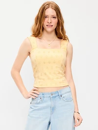 Seamed-Bodice Eyelet Tank Top