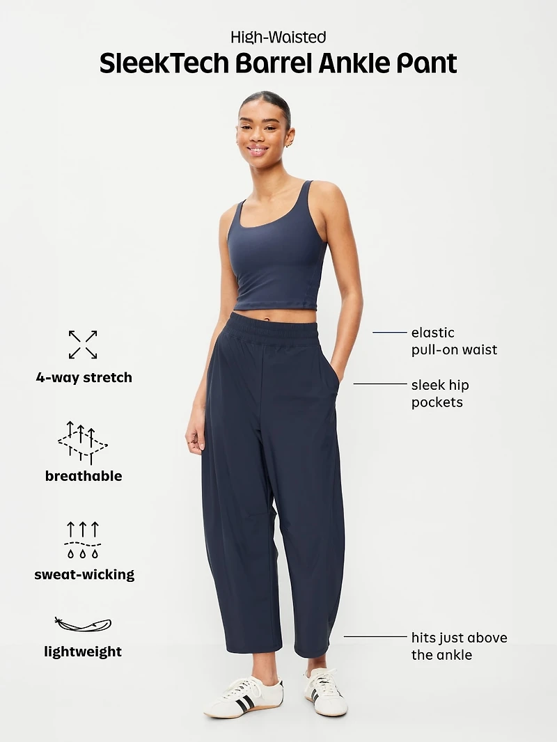 High-Waisted SleekTech Barrel Ankle Pants