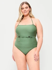Strapless Belted One-Piece Swimsuit