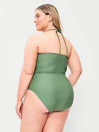 Strapless Belted One-Piece Swimsuit