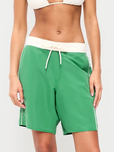 Mid-Rise Loose Swim Board Shorts