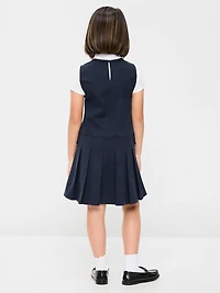 Sleeveless School Uniform Twill Dress for Girls