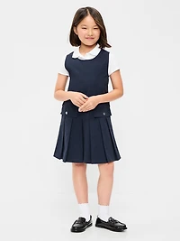 Sleeveless School Uniform Twill Dress for Girls
