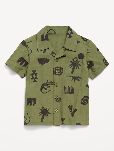 Printed Crinkled Shirt for Toddler Boys